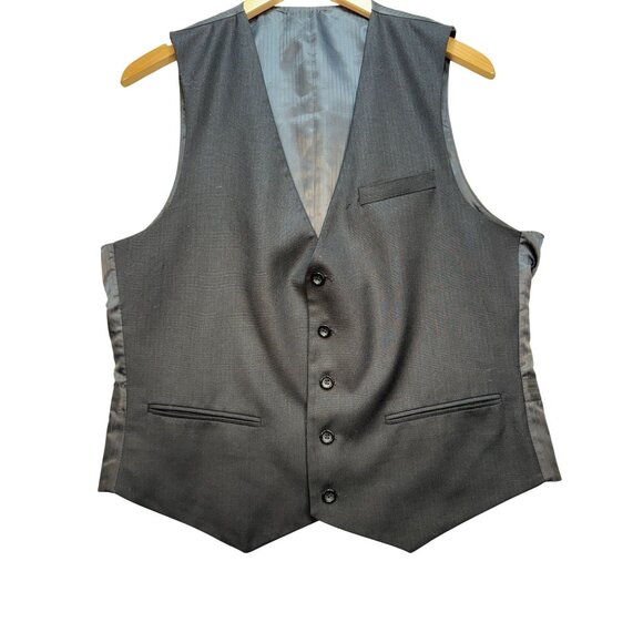 Superior 150's 5-Button Suit Formal Vest Mens 42R 36W Black Tailored Fit Party - Picture 1 of 8